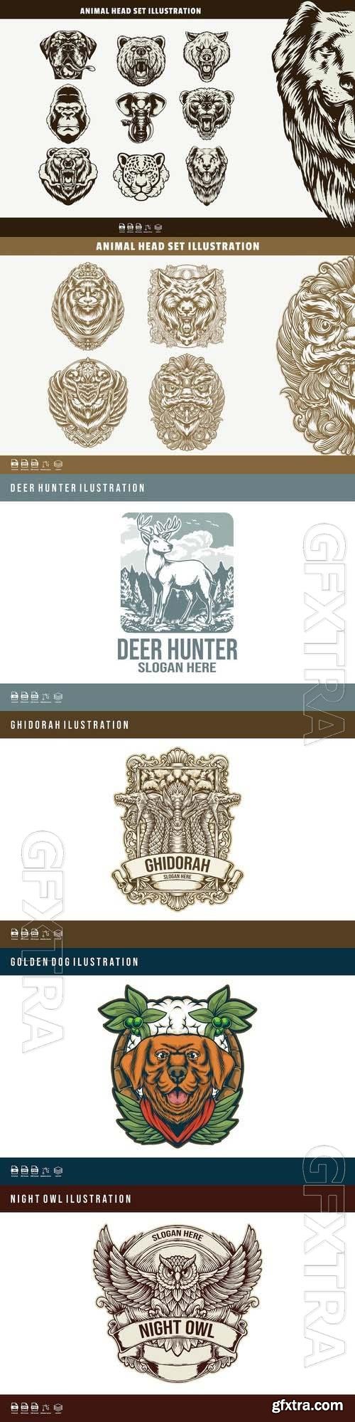 Vector Illustration For Design Logos Labels #2, 6xEPS