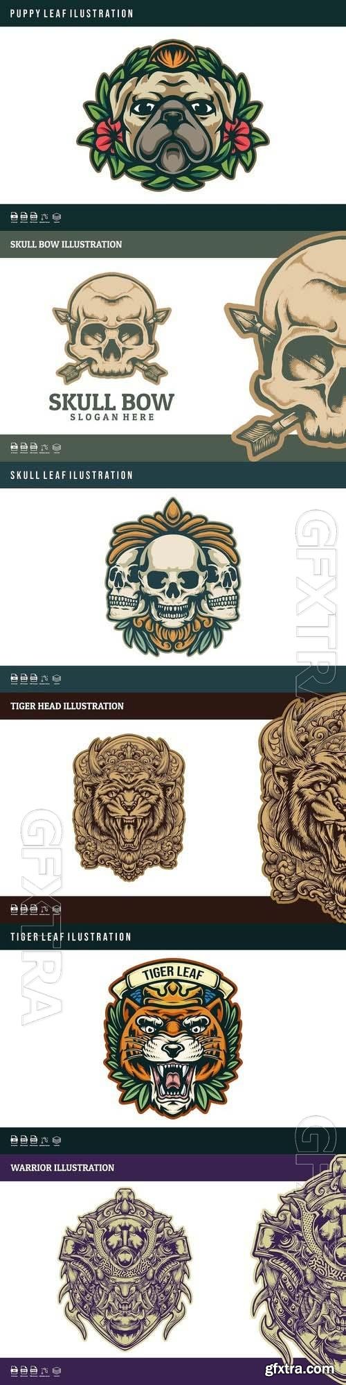 Vector Illustration For Design Logos  Labels #1, 6xEPS