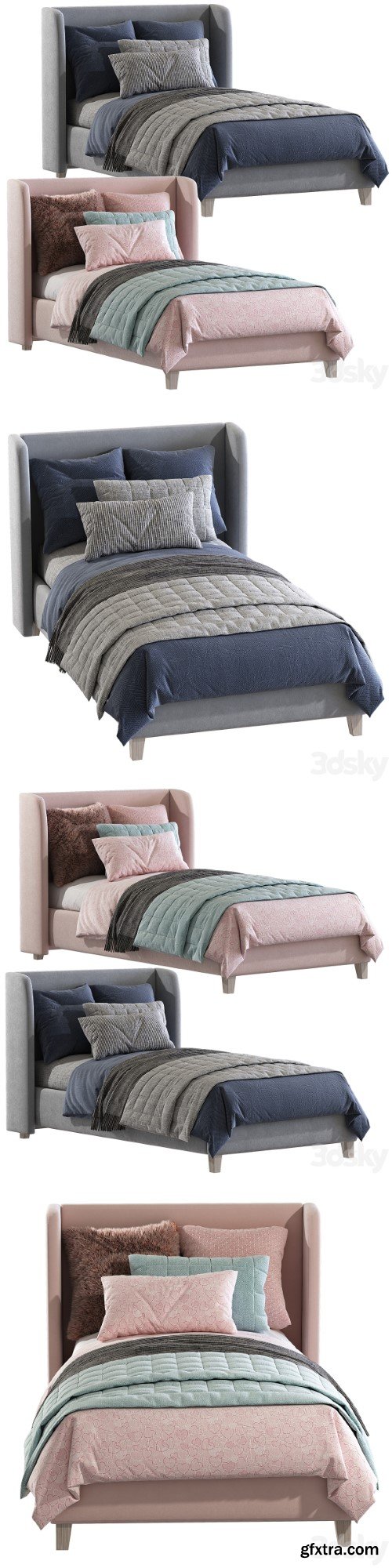 Pro 3DSky Bed Angela Upholstered Low Profile Standard Bed » GFxtra