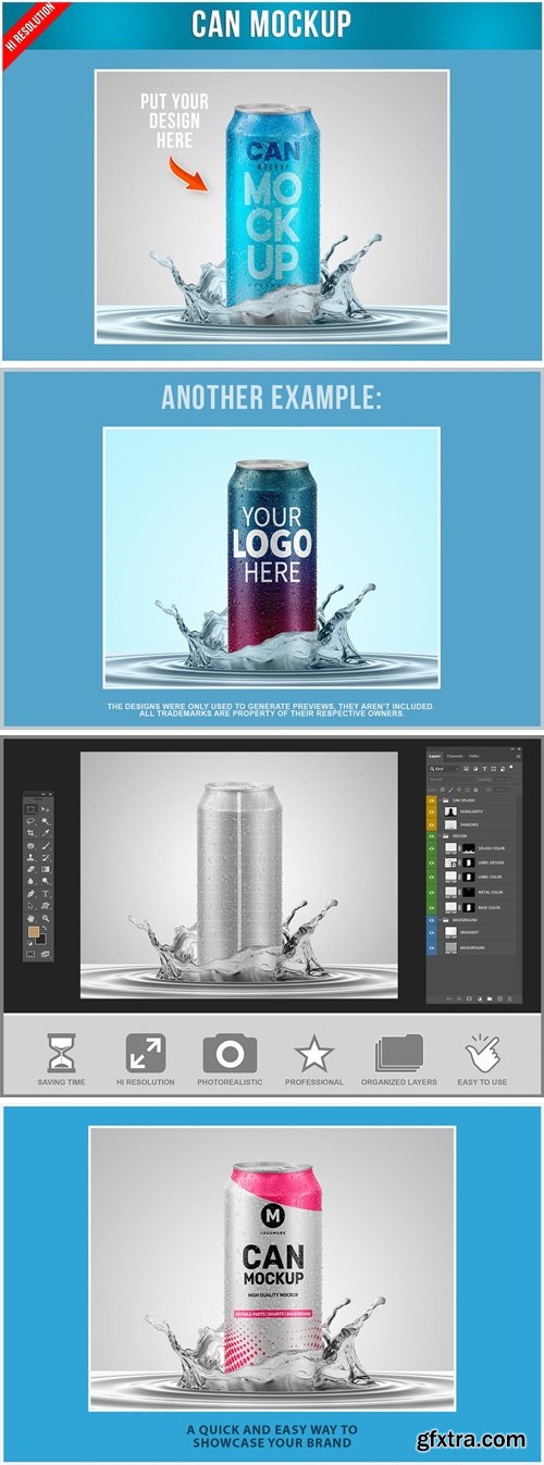 Can with Splash Mockup 473 ML Template QEZF66Y