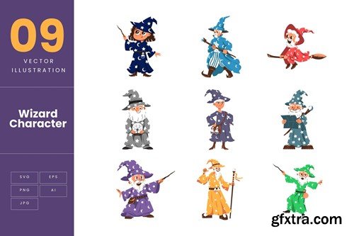 Wizard Character Illustration Set Collection LNR4KAL
