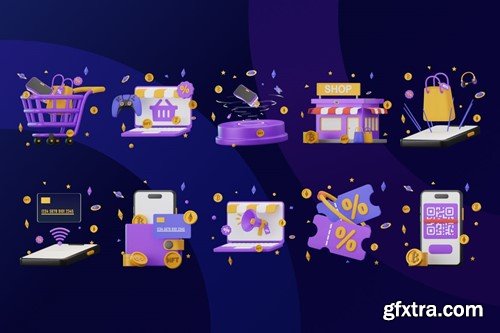 3D Icon Metavere Shopping Illustration Collection K87SKAG