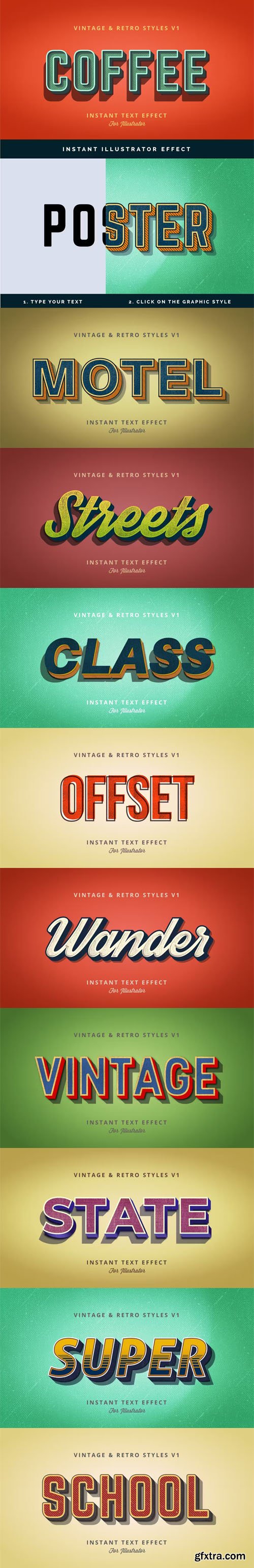 Retro & Vintage Graphic Styles for Illustrator (Re-Up)