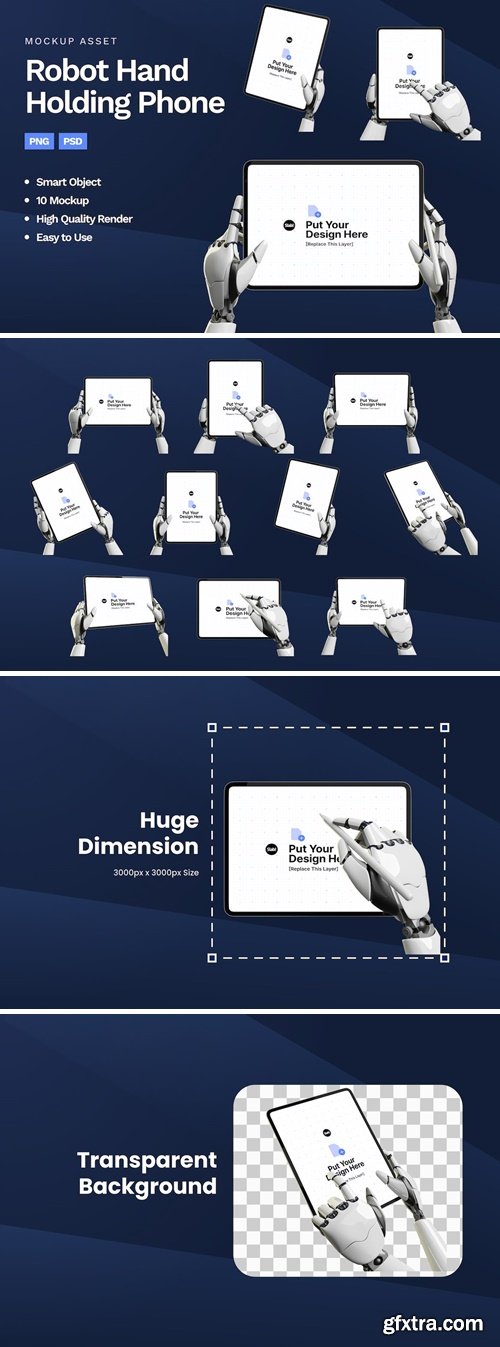 Robot Hand Holding Ipad Mockup JCW47ZU