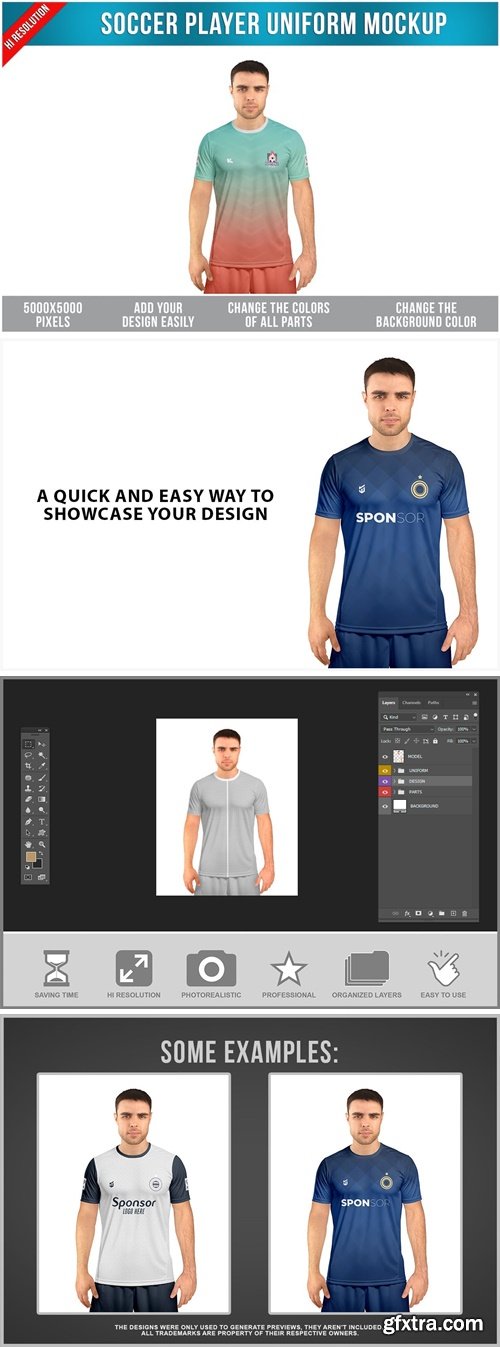 Soccer Player Uniform Mockup WC6BV44 Soccer Player Uniform Mockup WC6BV44