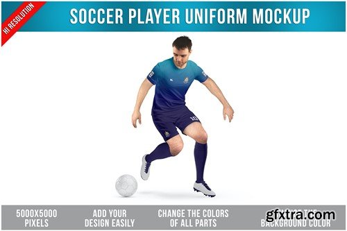 Soccer Player Uniform Mockup GFH9CC6 Soccer Player Uniform Mockup GFH9CC6