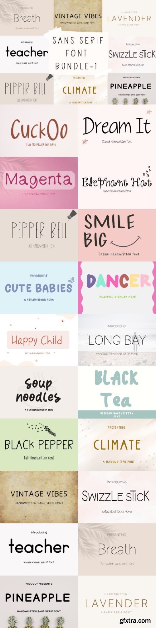 Sans Serif Handwritten Font Bundle 1