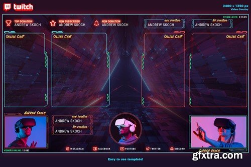 Cyberpunk Twitch Video Overlay RUAQC44 Cyberpunk Twitch Video Overlay RUAQC44