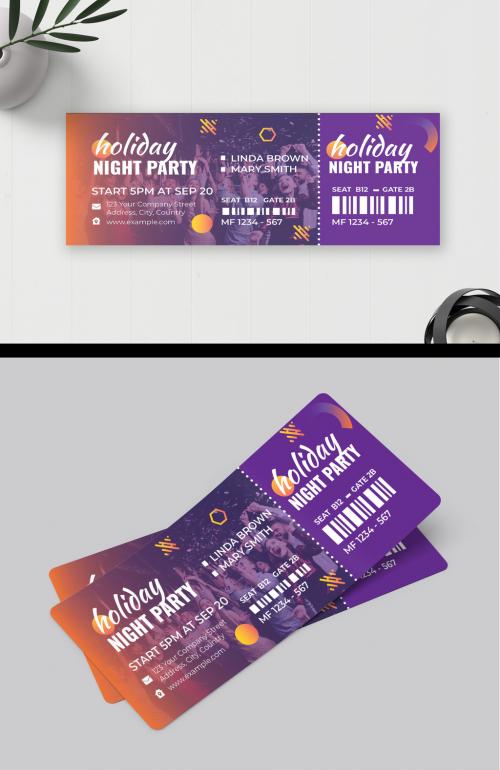 Holiday Night Party Event Ticket Design Template 579999904
