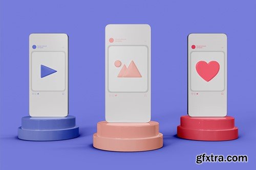 Smartphone with Social Media Theme Mockup QQXU4LT Smartphone with Social Media Theme Mockup QQXU4LT