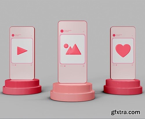 Smartphone with Social Media Theme Mockup QQXU4LT Smartphone with Social Media Theme Mockup QQXU4LT