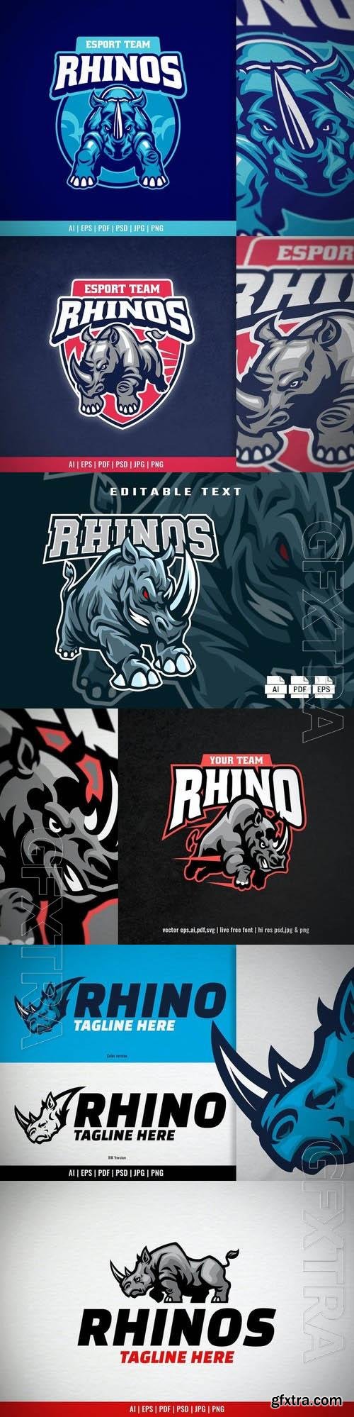 Rhino Stance for Tough and Power Logo Concept 6xEPS