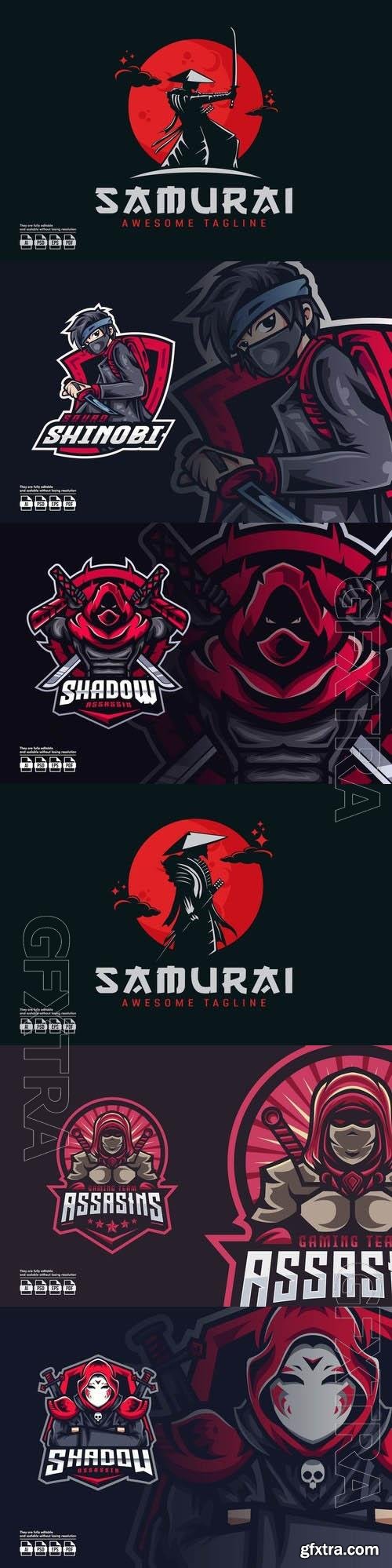 Samurai Ronin Logo Design 6xEPS