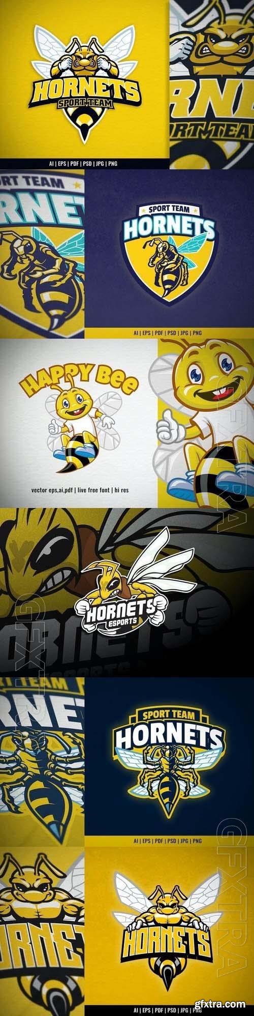 Angry Hornet Mascot for Sport and Esport Logo 6xEPS
