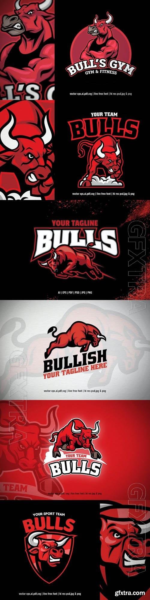 Angry Bull Ramming Sport And Esport Logo 6xEPS