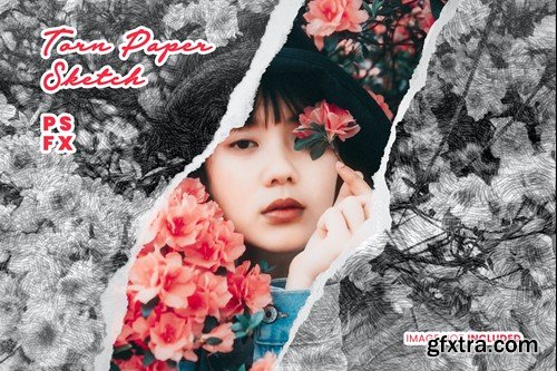 Sketch Torn Paper Photo Effect NSMQN2W Sketch Torn Paper Photo Effect NSMQN2W