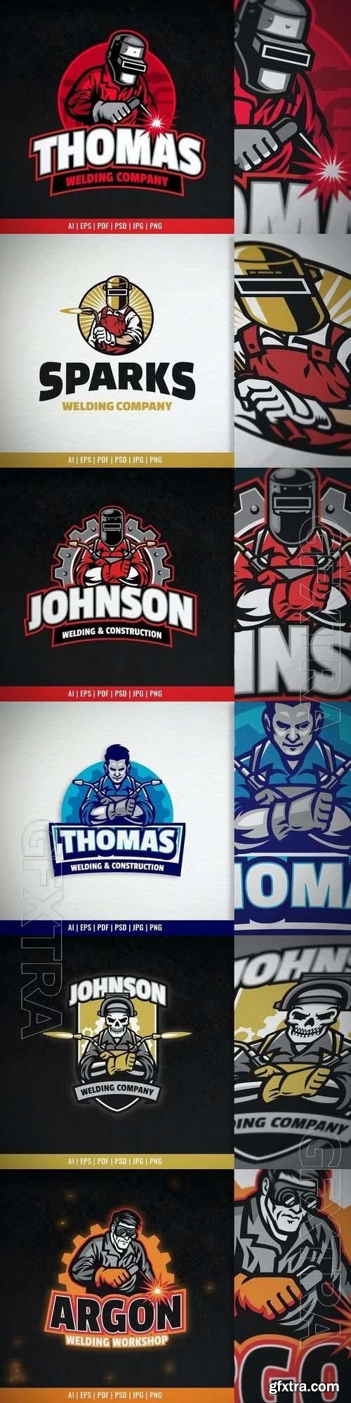 Welder Worker Mascot for Welding Company Logo 6xEPS