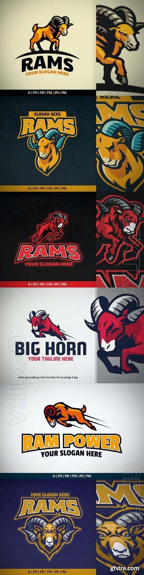 Ram Head Mascot for Sport and Esport Logo 6xEPS