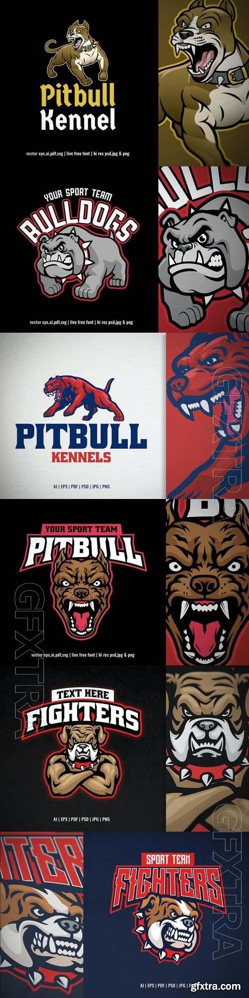 Bulldog Head Mascot Sport and Esport Logo 6xEPS