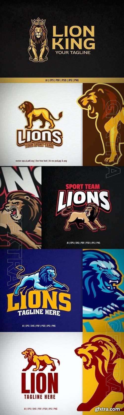 Lion King Wearing Crown Mascot Logo 6xEPS
