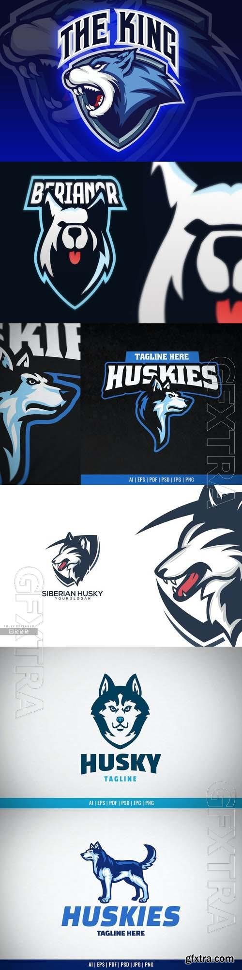 Husky Dog Pose Logo Template 6xEPS