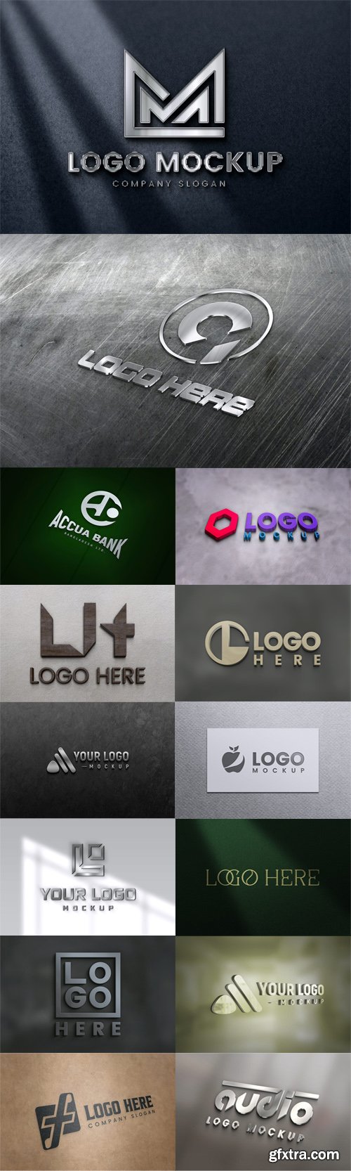Photorealistic 3D Logo PSD Mockups Templates Pack