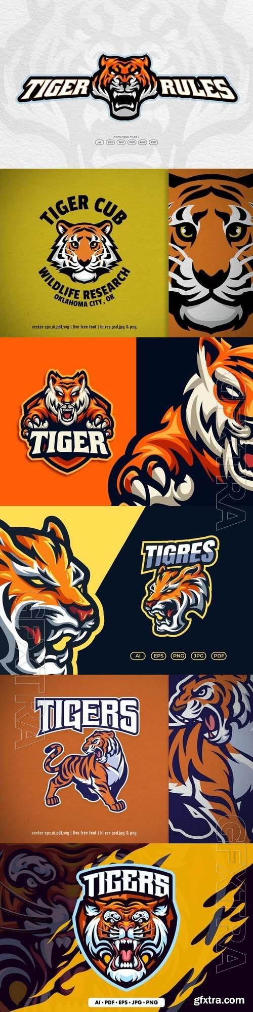 Tiger Mascot Esport Logo 6xEPS