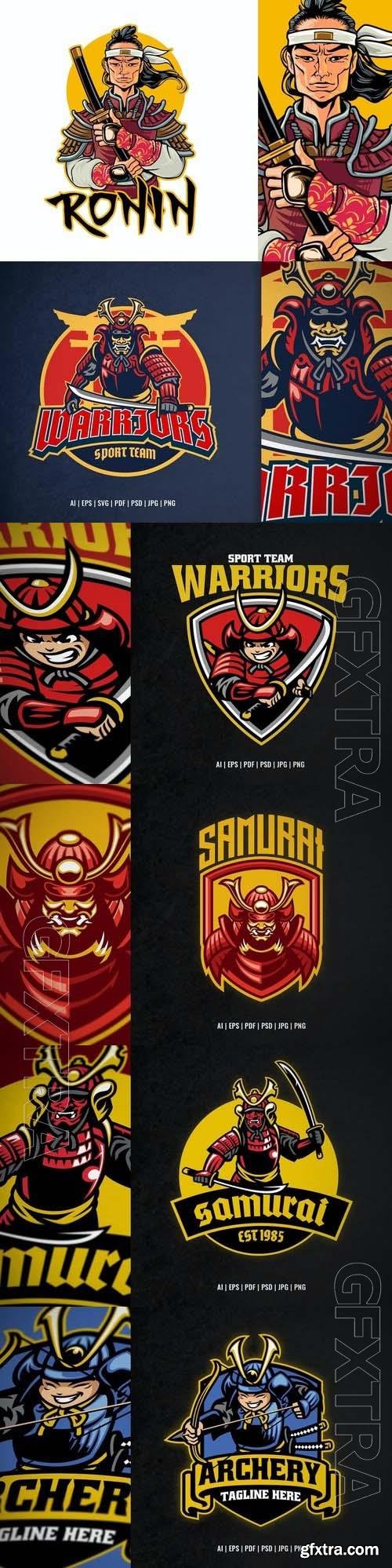 Samurai Warrior Sport and Esport Logo 6xEPS