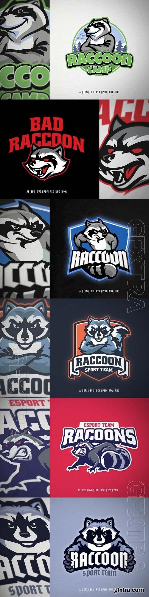 Raccoon Sport and Esport Style Logo 6xEPS