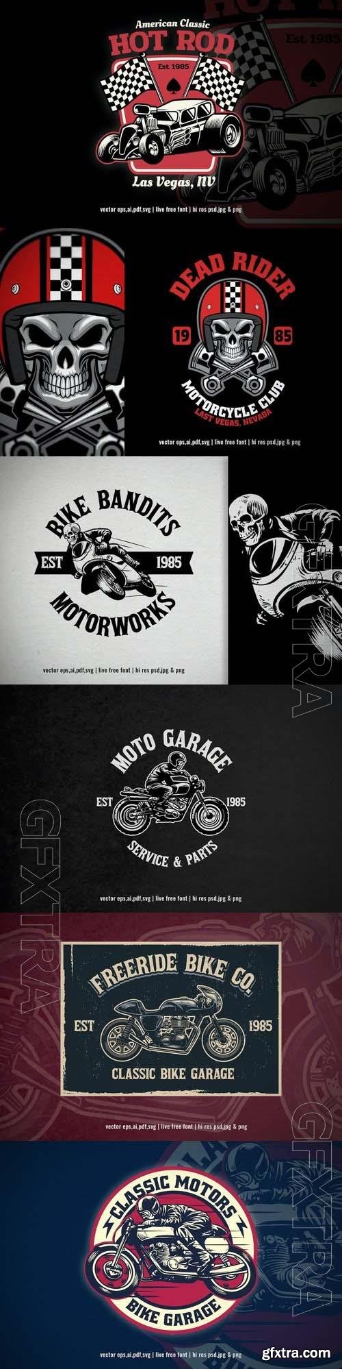 Motorcycle club rider vintage logo 6xEPS