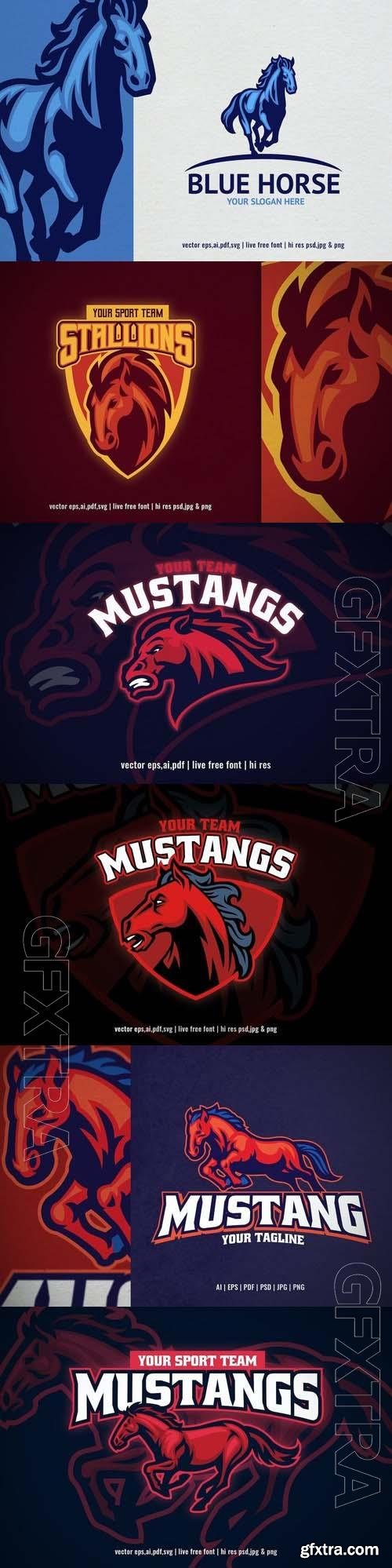 Mustang Horse Sport and E-sport Logo 6xEPS