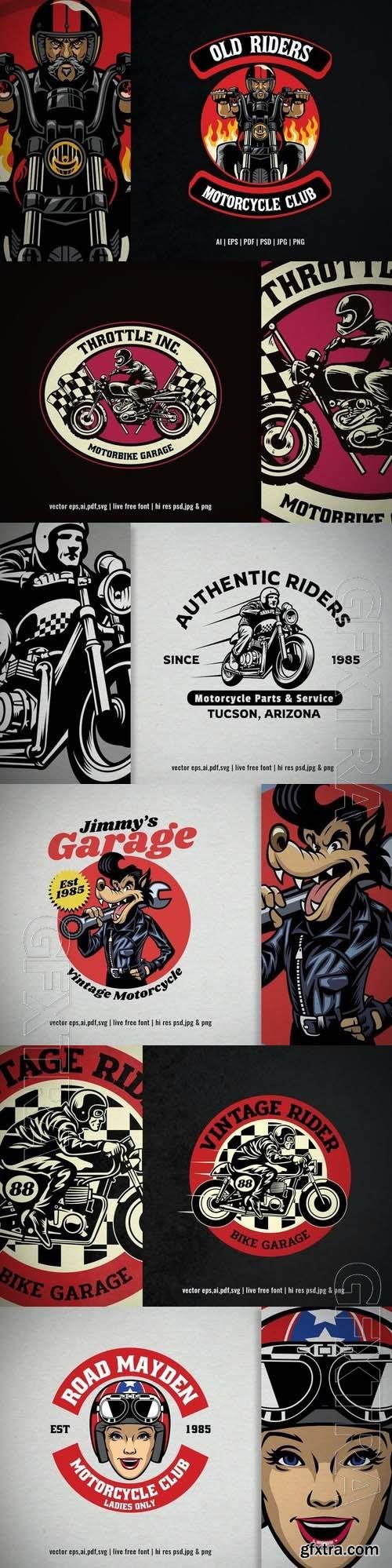 Logo of motorcycle garage 6xEPS