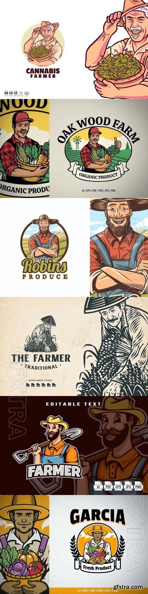 Farmer Mascot Agriculture Logo 6xEPS