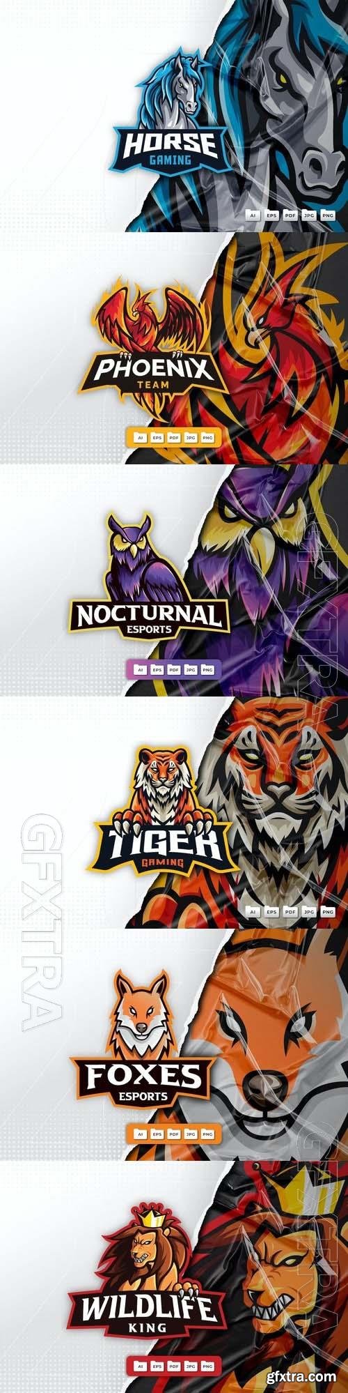Tiger, phoenix, nocturnal bird, lion, horse, fox, mascot logo design