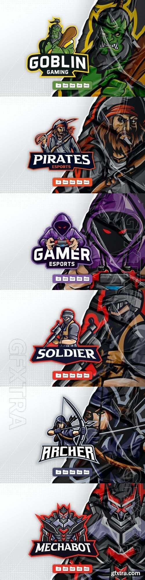 Warrior, soldier, pirates, goblin, gamer, archer, mascot logo design 6xEPS