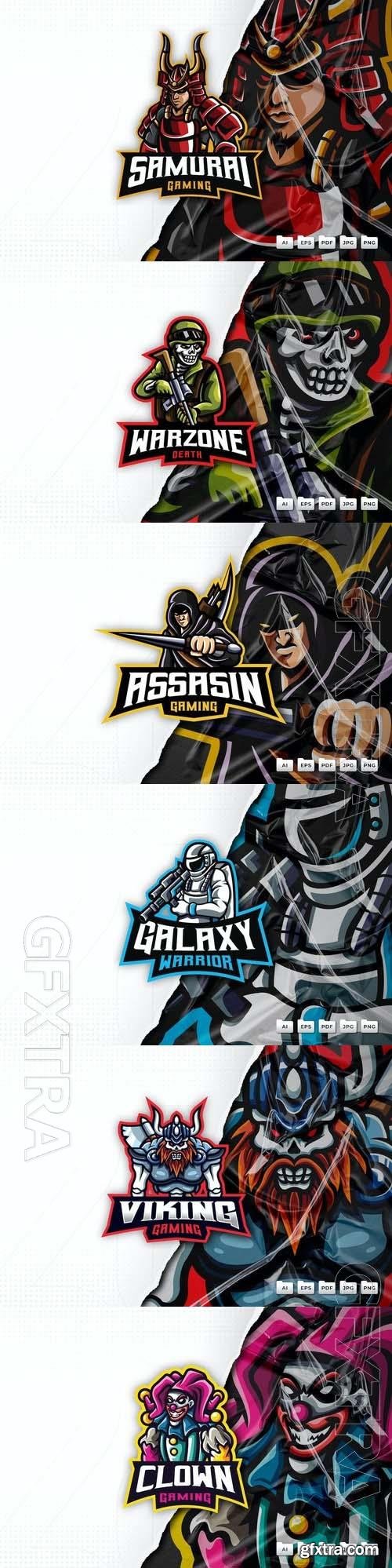 Skull military, samurai, death viking, clown, astronaut, assassin, mascot logo design 6xEPS