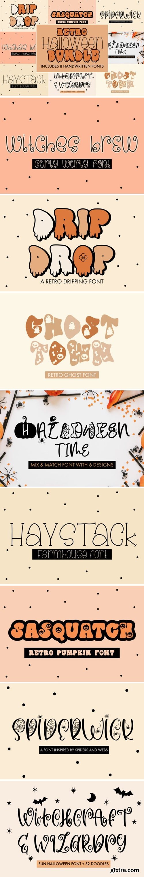 Retro Halloween Bundle Font 75086375