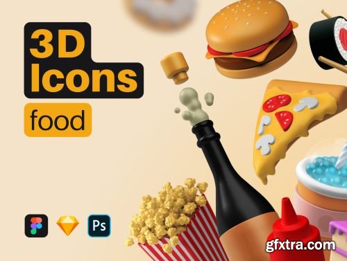 3D Icons Pack - Food Ui8.net