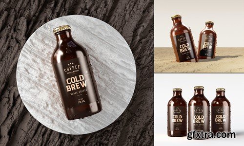 Cold Brew Coffee Bottle Label Mockups 8JUXVYM