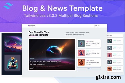 Blog - Blogloo Tailwindcss news Template HBMK4NL