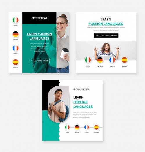 Social Media Layouts For Course of Foreign Languages 574343683