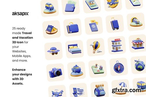 Travel and Vacation 3D Icon GET5PLD