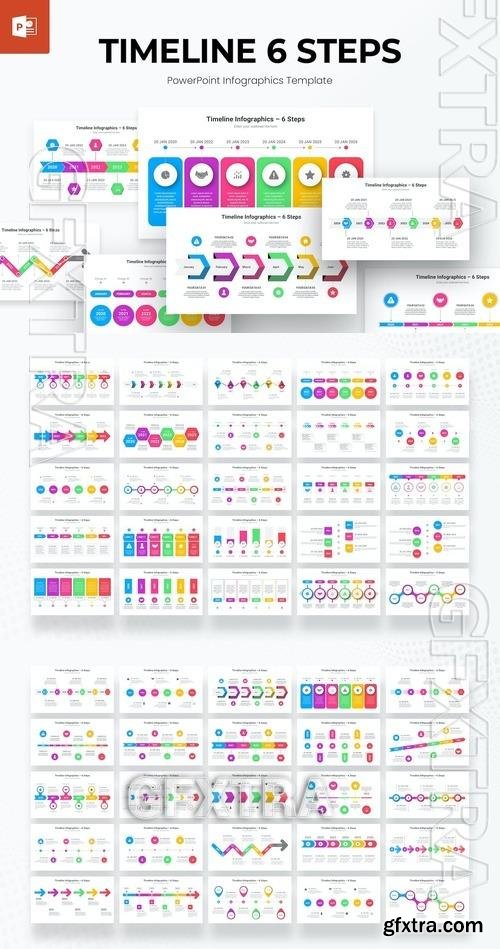 6 Steps Timeline Infographics PowerPoint Template QAYH6SW