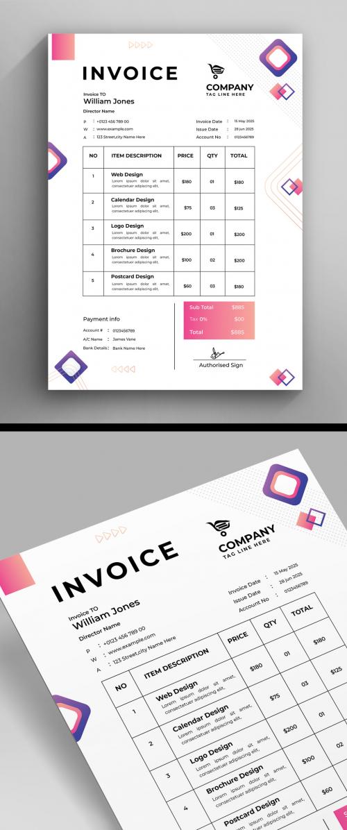 Geometric Invoice Design Template 580512446