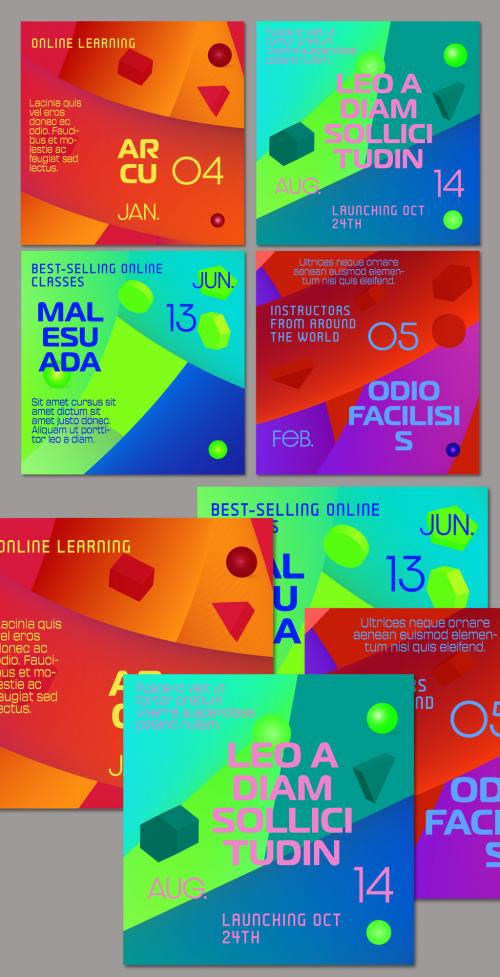 Social Media Square Post Layout Abstract Fluid 3D Neon Shape 581558811