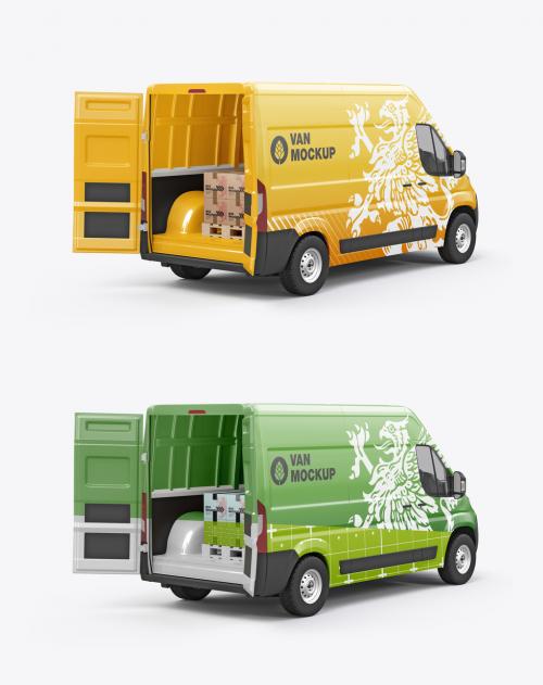Panel Van with Pallet and Boxes Mockup 583859665