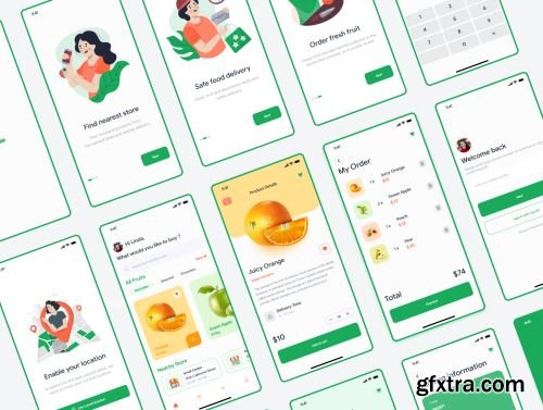 Fruitee - Fresh Fruit Shopping App UI Kit Ui8.net
