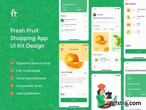 Fruitee - Fresh Fruit Shopping App UI Kit Ui8.net