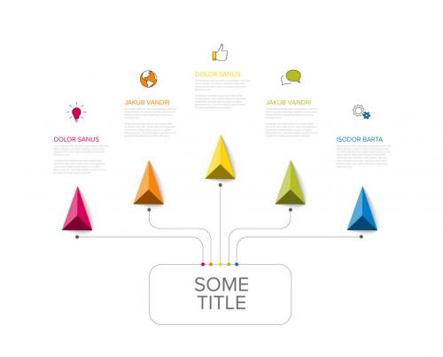 Simple infographic with big center title and five smaller elements 583099562
