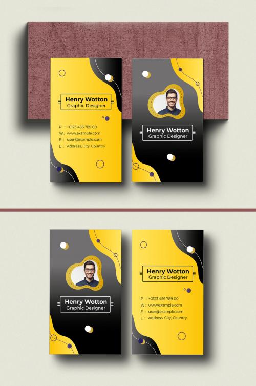 Business Card Yellow Color Design Template 583359194